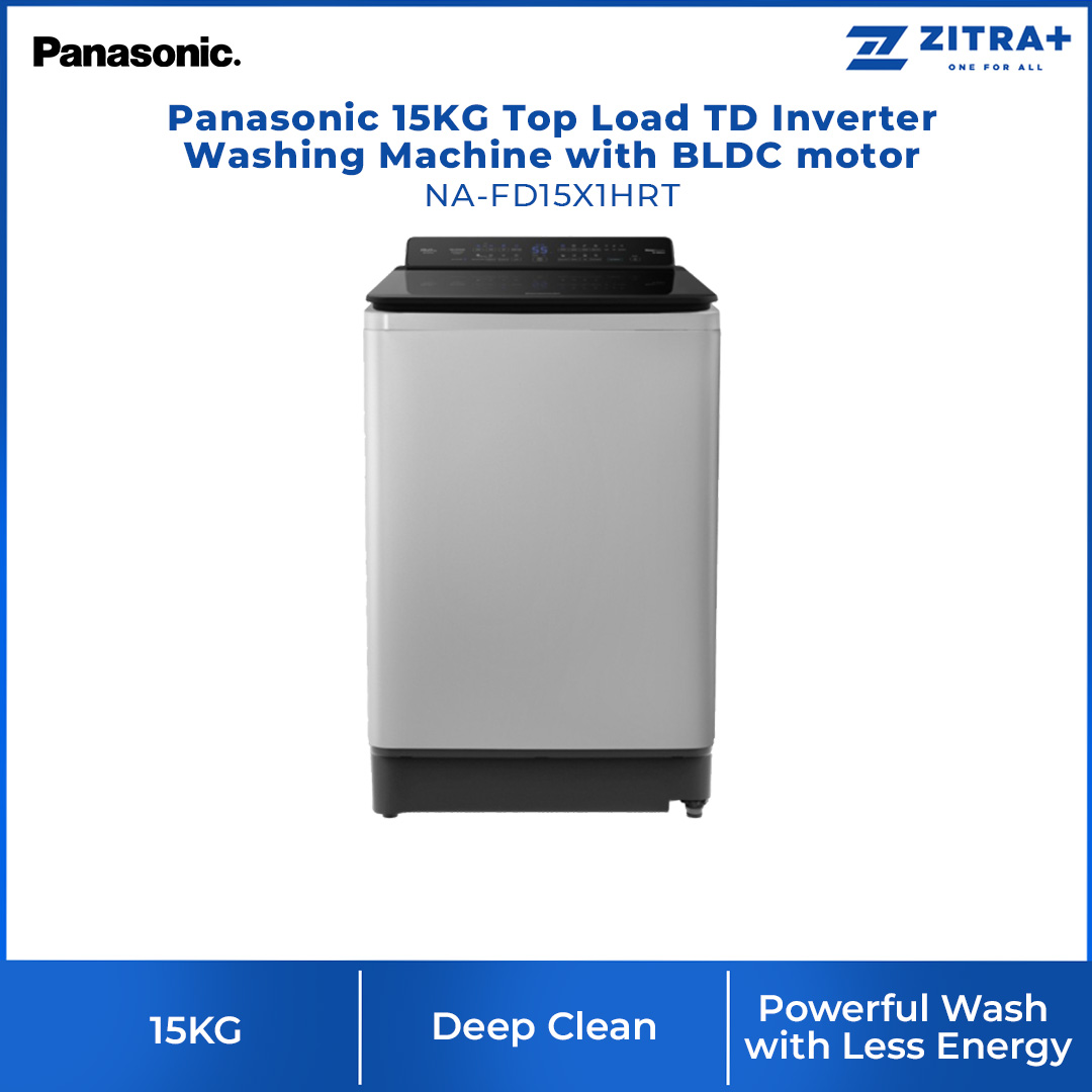 Panasonic 15KG Top Load TD Inverter Washing Machine with BLDC motor  NA-FD15X1HRT | Fine Foam to Lift Stains Easily | Deep Clean for More Hygienic Washing | Powerful Water Blasts Stains Away | Washing Machine with 1 Year Warranty