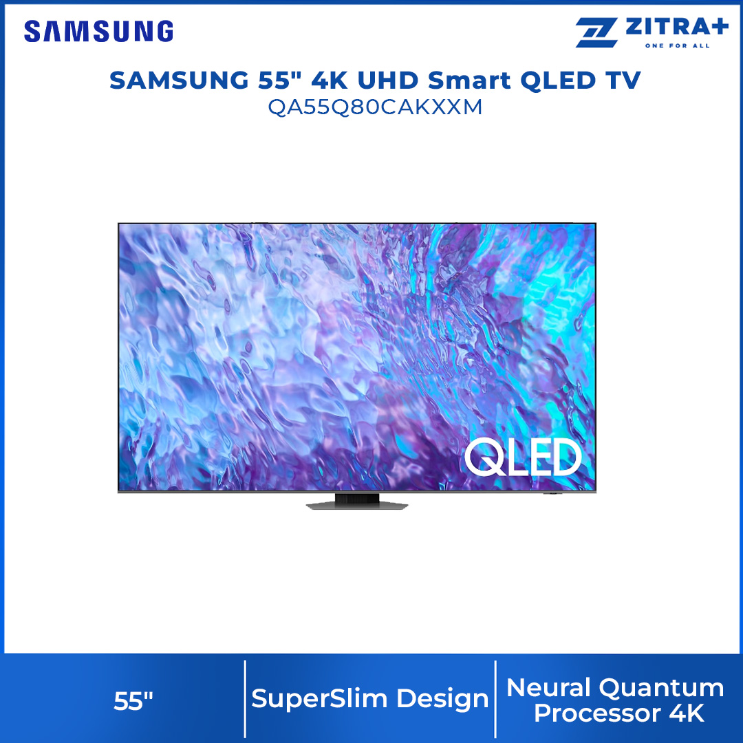 SAMSUNG 55" 4K UHD Smart QLED TV QA55Q80CAKXXM | Tizen™ Smart TV | Dolby Atmos | Smart Hub | SmartThings | HDR | HDMI | Smart TV with 2 Year Warranty