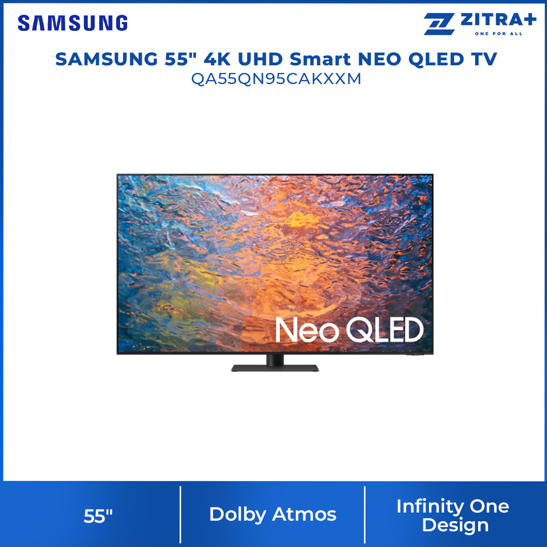 SAMSUNG 55" 4K UHD Smart NEO QLED TV QA55QN95CAKXXM | Quantum Matrix Technology Pro | Neural Quantum Processor 4K | Ultimate UHD Dimming Pro | Infinity One Design | Dolby Atmos | Smart TV with 2 Year Warranty