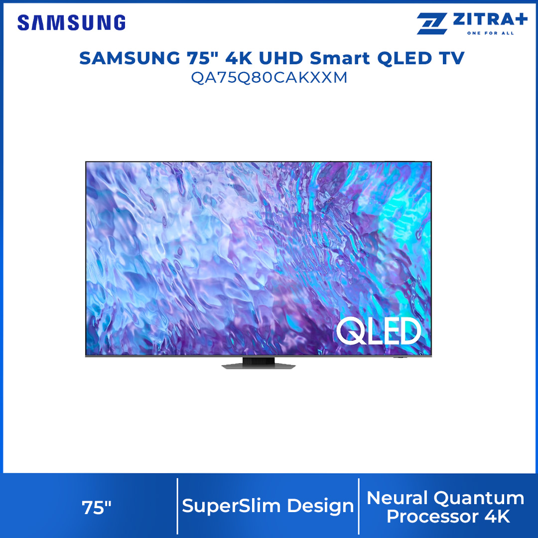 SAMSUNG 75" 4K UHD Smart QLED TV QA75Q80CAKXXM | Tizen™ Smart TV | Dolby Atmos | Smart Hub | SmartThings | HDR | HDMI | Smart TV with 2 Year Warranty