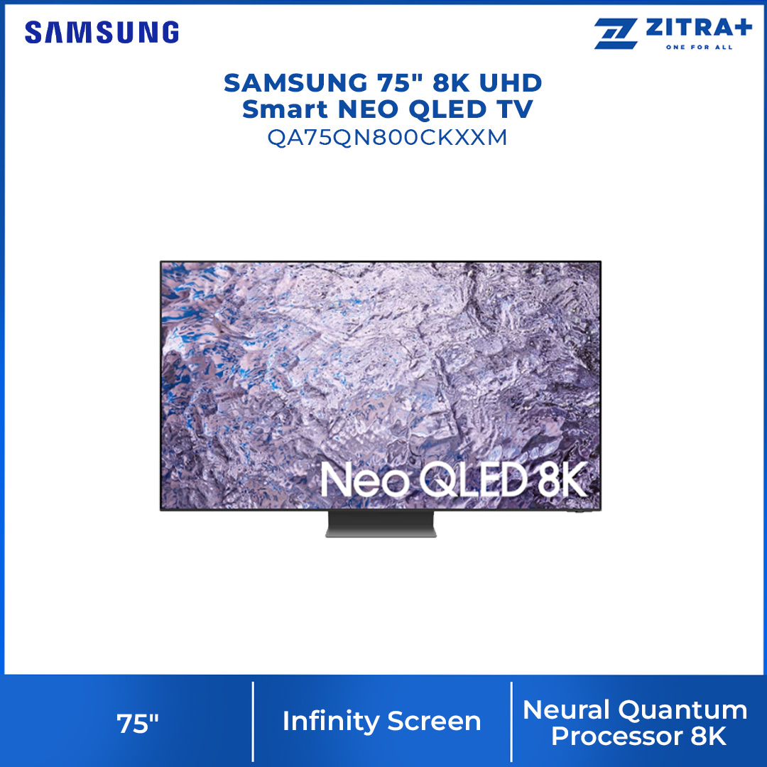 SAMSUNG 75" 8K UHD Smart QLED TV QA75QN800CKXXM | Anti Reflection | Dolby Atmos | Smart Hub | SmartThings | HDR | HDMI | Smart TV with 2 Year Warranty