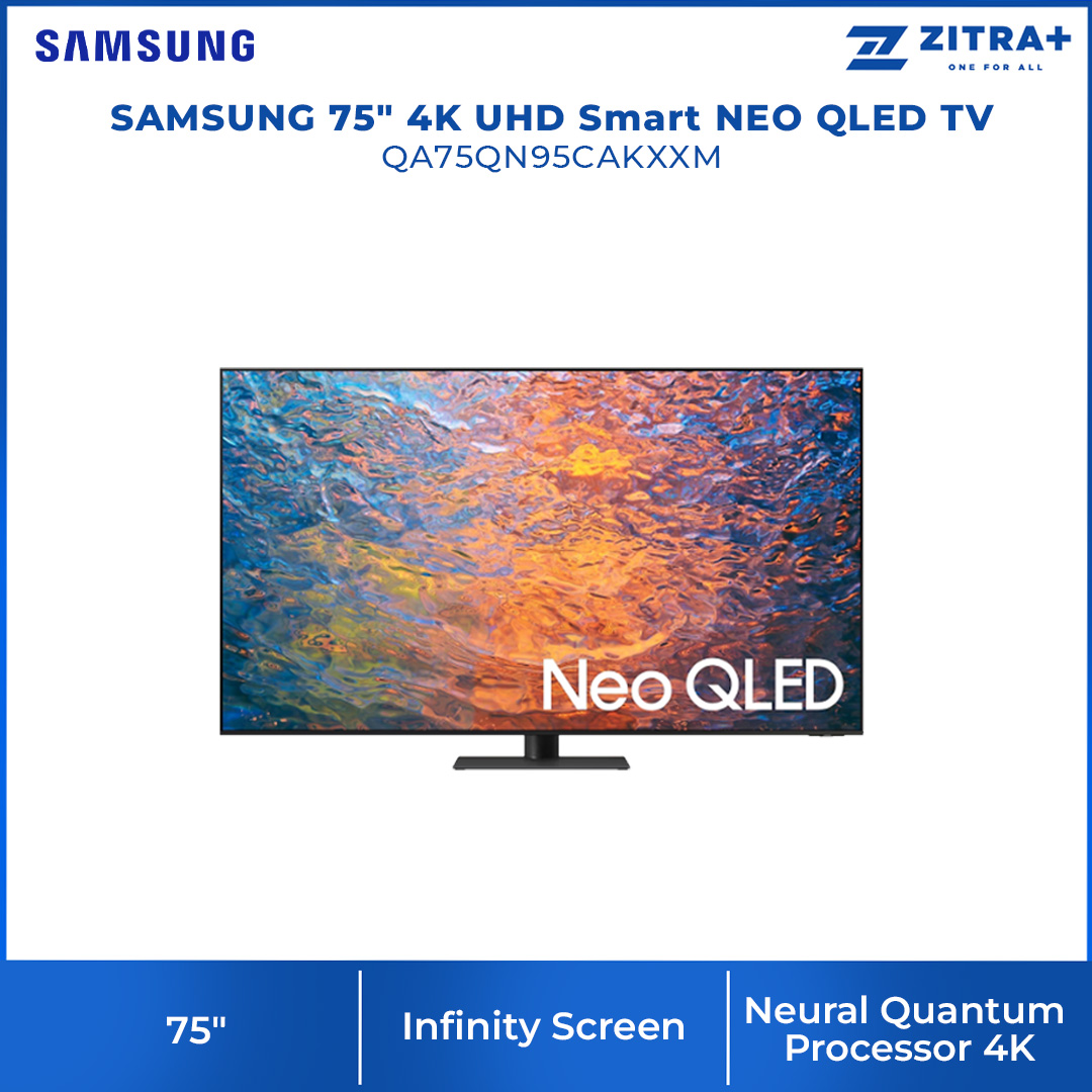 SAMSUNG 75" 4K UHD Smart NEO QLED TV QA75QN95CAKXXM | Infinity One Design | Dolby Atmos | Smart Hub | SmartThings | HDR | HDMI | Smart TV with 2 Year Warranty