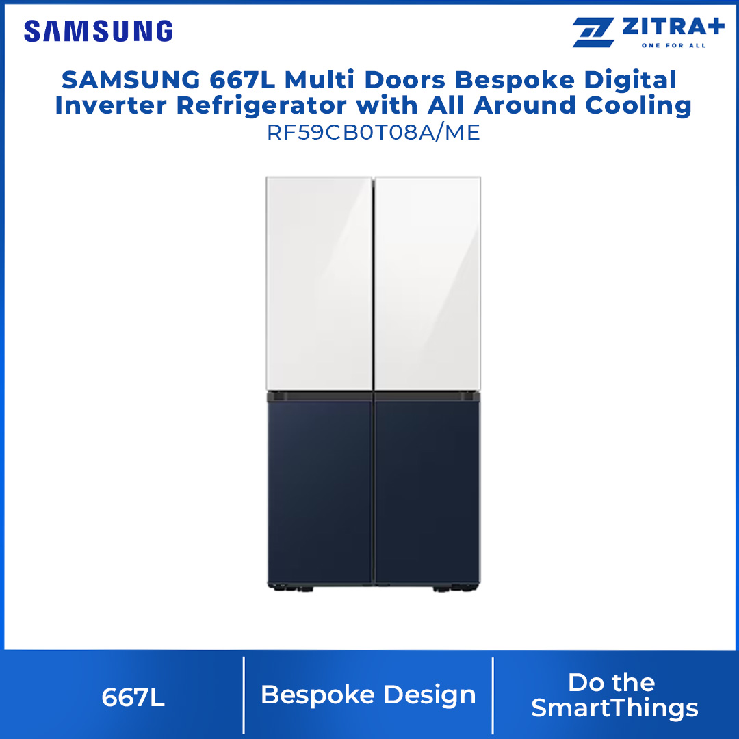 SAMSUNG 667L Multi Doors Bespoke Digital Inverter Refrigerator with All Around Cooling RF59CB0T08A/ME | Power Freeze | Power Cool | All-Around Cooling | Deodorizer | Humidity Control | Refrigerator with 1 Year Warranty