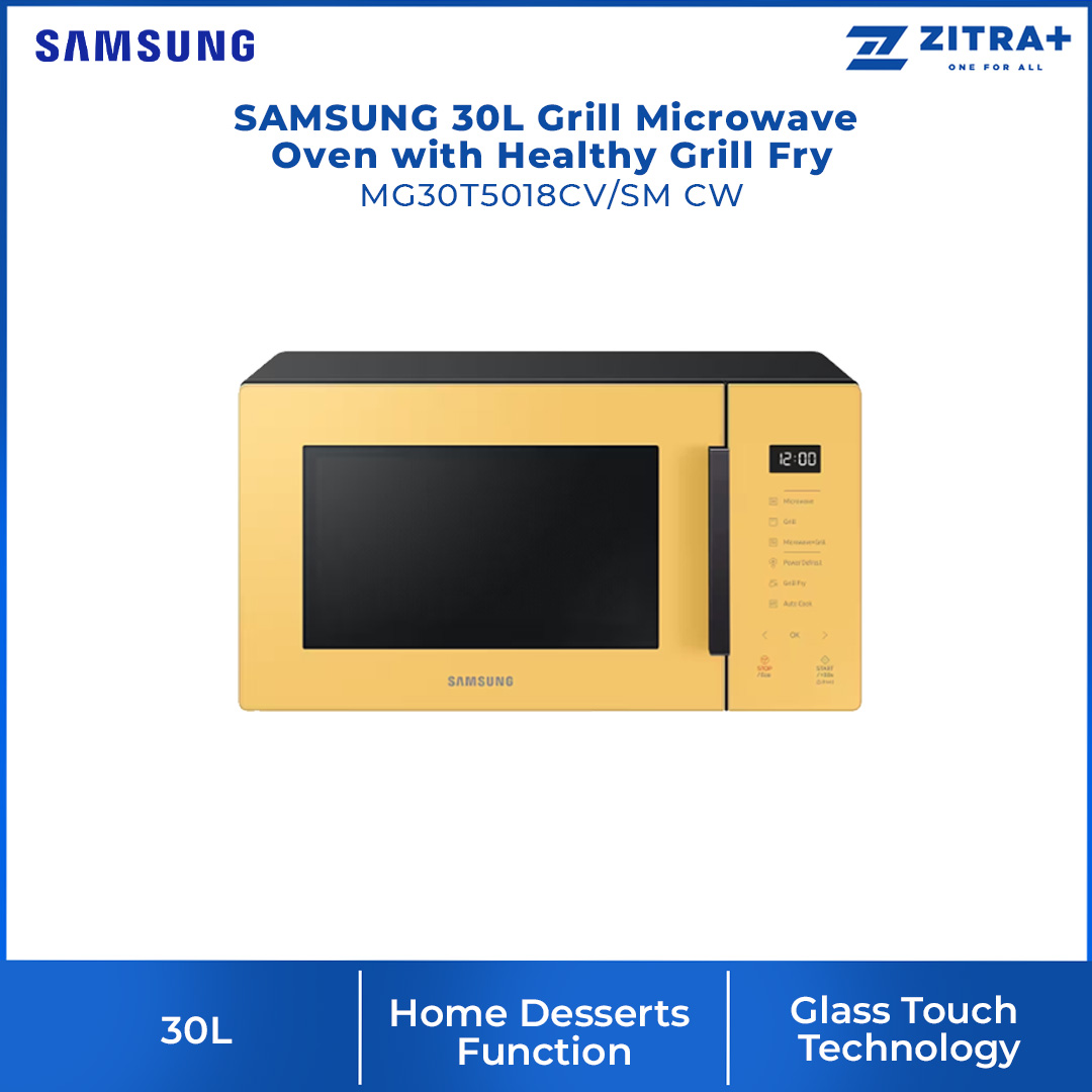 SAMSUNG 30L Grill Microwave Oven with Healthy Grill Fry | Grill Fry(Crusty Plate) | Power Defrost | Glass Touch | Simple UX | Microwaves Oven with 1 Year Warranty