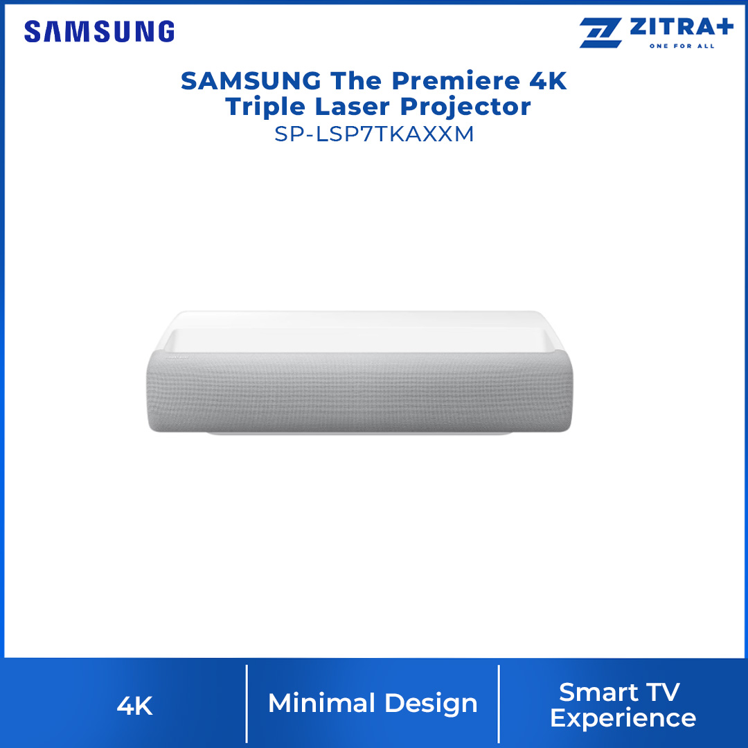 SAMSUNG The Premiere 4K Triple Laser Projector SP-LSP7TKAXXM | Laser Technology | Powerful Sound | Ultra Short Throw | Smart TV Experience | Projector with 2 Year Warranty