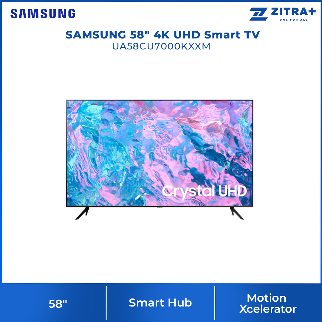SAMSUNG 58" 4K UHD Smart TV UA58CU7000KXXM | Smart Hub | SmartThings | PurColor | Web Browser | HDMI | USB | Smart TV with 2 Year Warranty