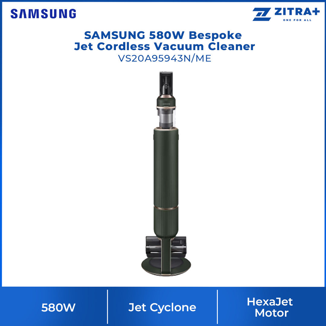 SAMSUNG 580W Bespoke Jet Cordless Vacuum Cleaner VS20A95943N/ME | HexaJet Motor™ | Jet Cyclone | Removable and Longer-lasting Battery | Vacuum with 1 Year Warranty