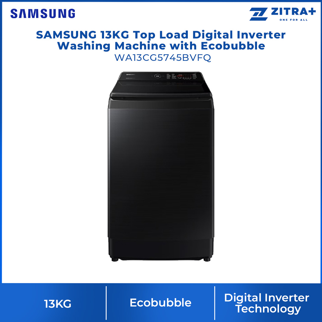 SAMSUNG 13KG Top Load Digital Inverter Washing Machine with Ecobubble WA13CG5745BVFQ | Dual Storm™ | Super Speed | Magic Filter | VRT Technology | Washing Machine With 1 Year Warranty