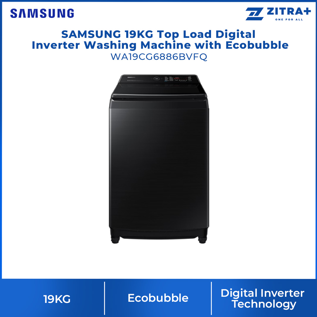 SAMSUNG 19KG Top Load Digital Inverter Washing Machine with Ecobubble WA19CG6886BVFQ | Hygiene Steam | Super Speed | Magic Filter | VRT Technology | Washing Machine with 1 Year Warranty