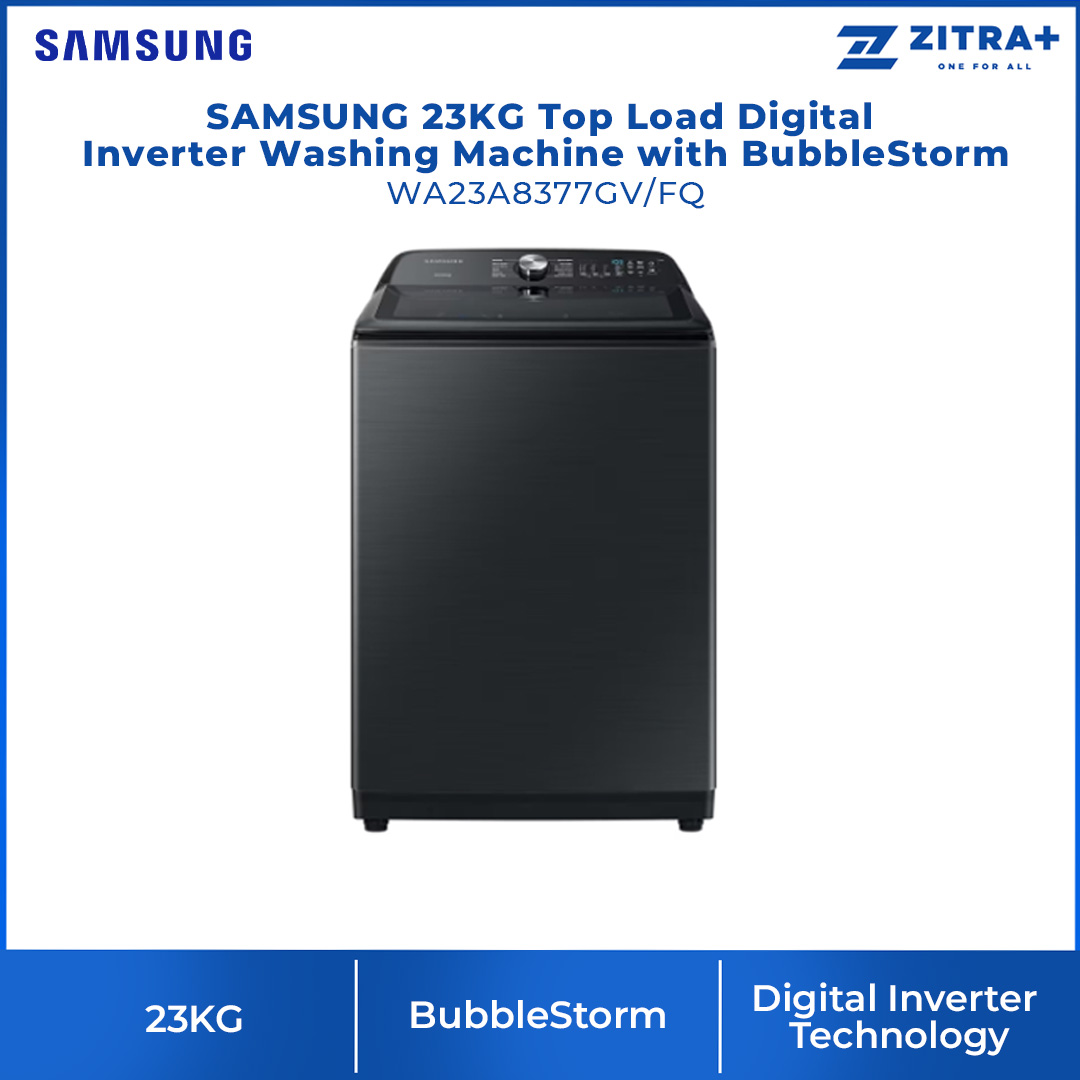 SAMSUNG 23KG Top Load Digital Inverter Washing Machine with BubbleStorm WA23A8377GV/FQ | Hygiene Steam | Heavy Duty+ | Magic Filter | VRT Technology | Washing Machine with 1 Year Warranty