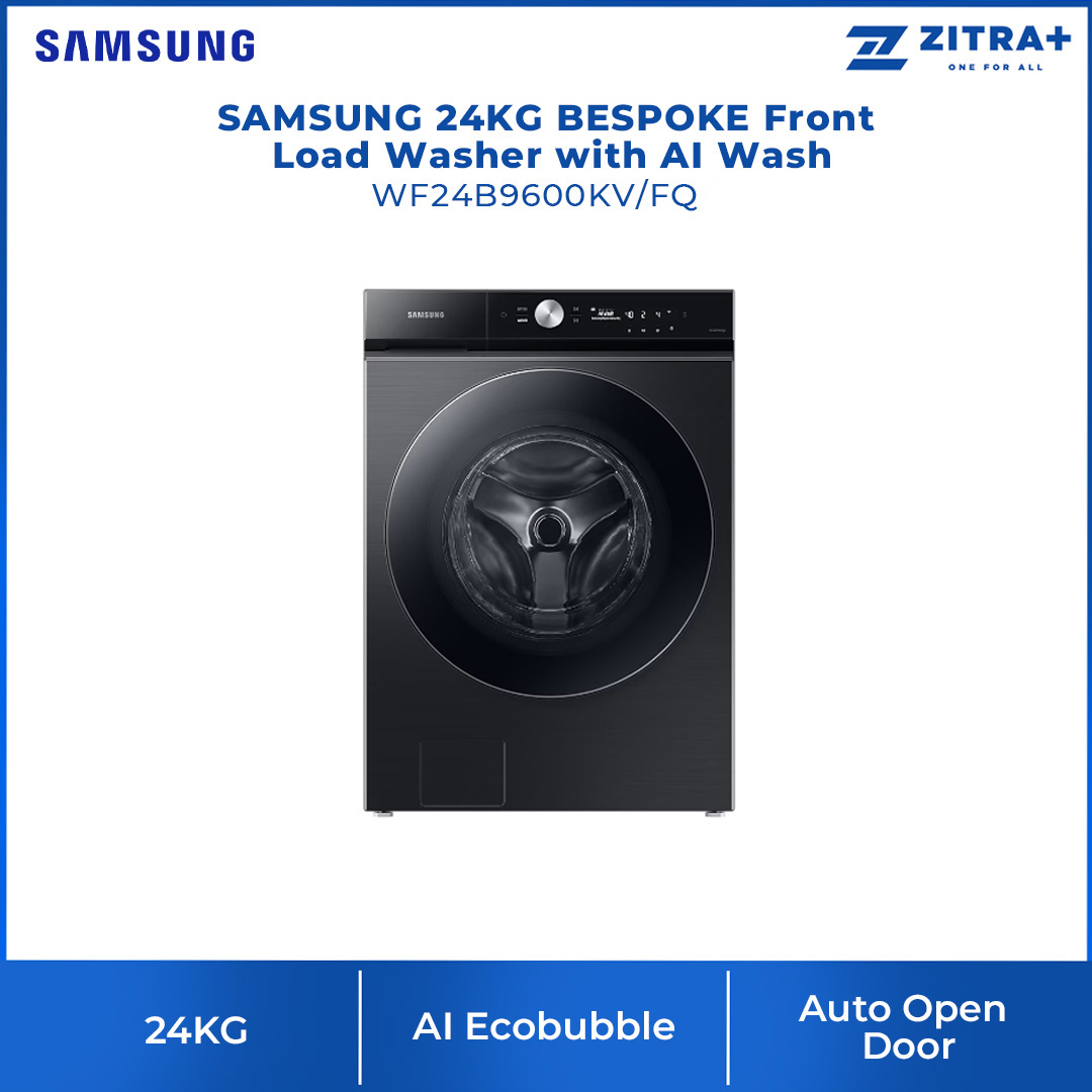 SAMSUNG 24KG BESPOKE Front Load Washer with AI Wash WF24B9600KV/FQ | AI Wash | AI Control | Auto Open Door | AI Eco Bubble™ | Hygiene Steam | Washer with 1 Year Warranty