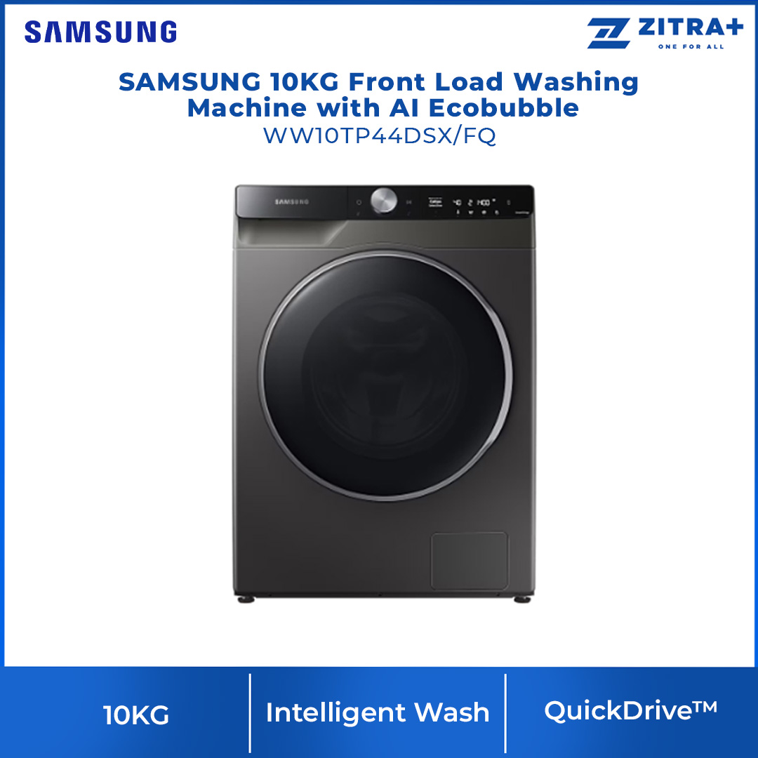 SAMSUNG 10KG Front Load Washing Machine with AI Ecobubble WW10TP44DSX/FQ | Eco Bubble™| QuickDrive™ | Super Speed (39 mins) | Washing Machine with 1 Year Warranty