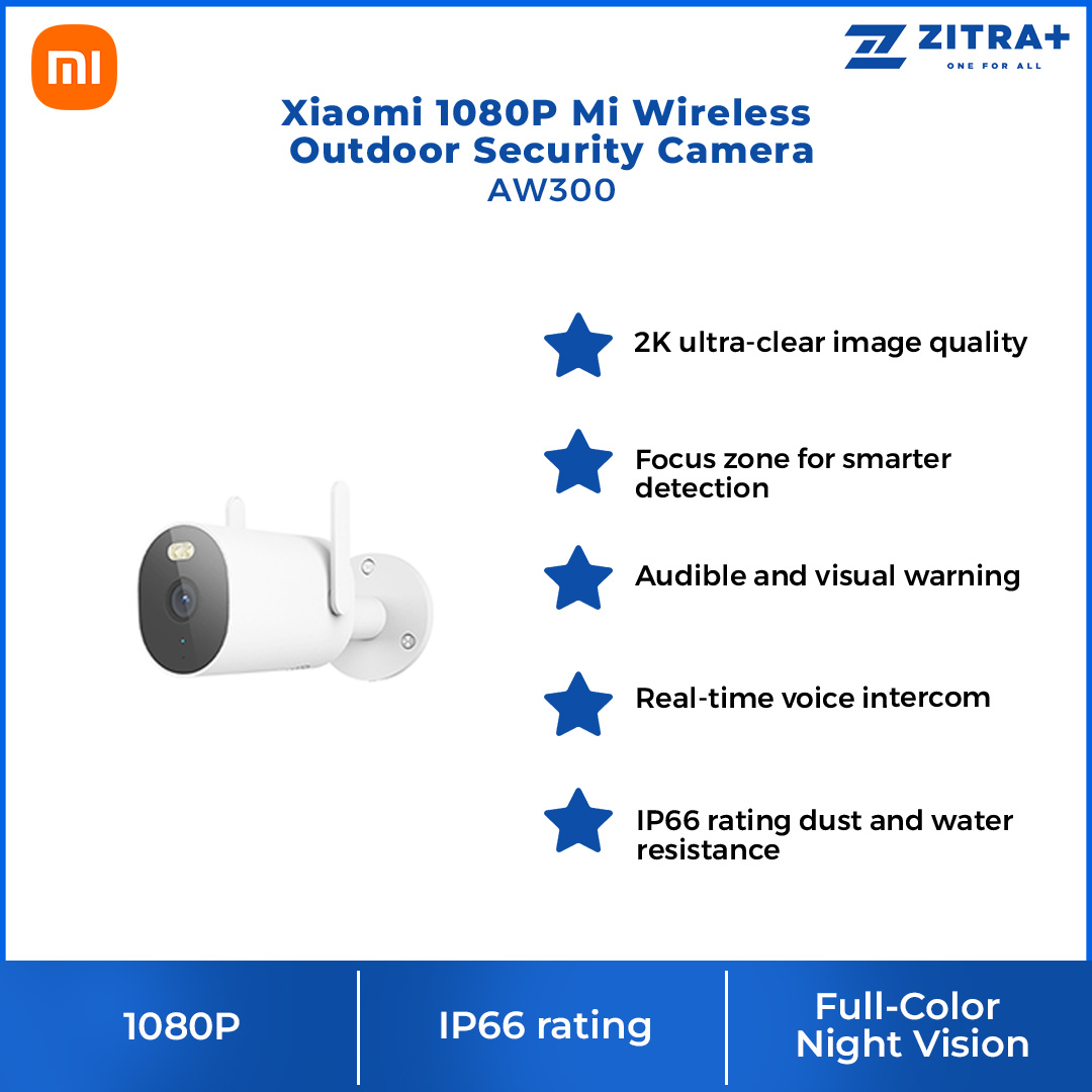 Xiaomi 1080P Mi Wireless Outdoor Security Camera AW300 | 2K Full-HD | Smart Full-Color Night Vision | Focus Zone Setting | IP66 Weather-resistant | CCTV With 1 Year Warranty