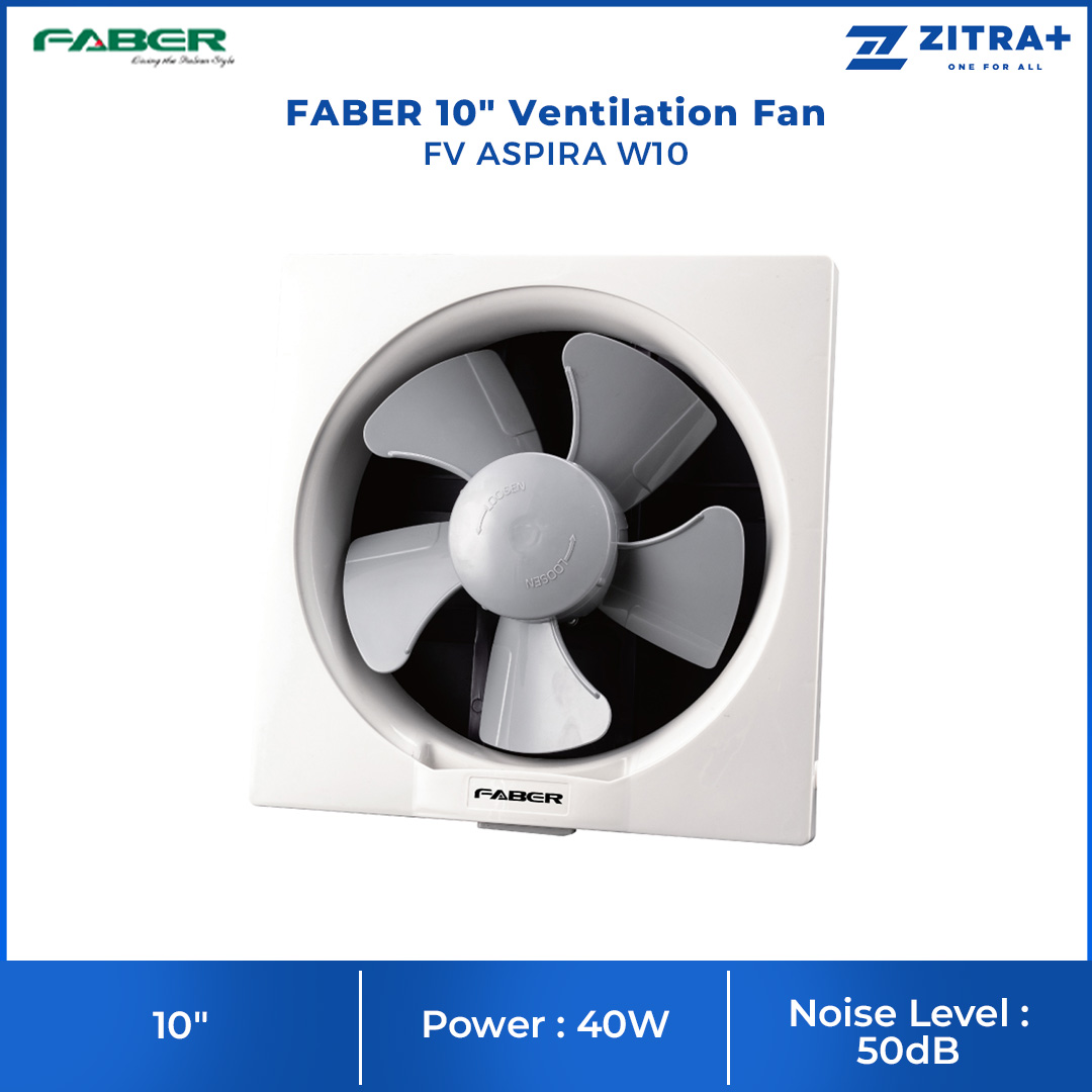 FABER 10" Ventilation Fan FV ASPIRA W10 | 5 Blades | 1300rpm Fan Speed | 50dB Noise Level | Ventilation Fan with 1 Year Warranty