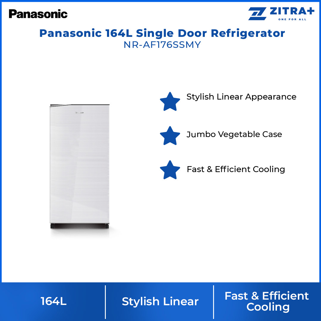 Panasonic 164L 2 Doors Top Mount Inverter Refrigerator with AI ECONAVI NR-AF176SSMY | | Stylish Linear Appearance | Jumbo Vegetable Case | Fast & Efficient Cooling | Refrigerator With 1 Year Warranty