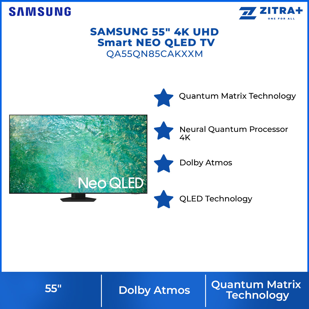 SAMSUNG 55" 4K UHD Smart NEO QLED TV QA55QN85CAKXXM | Dolby Atmos | Smart Hub | HDMI | USB | WiFi | HDR | Smart TV with 2 Year Warranty