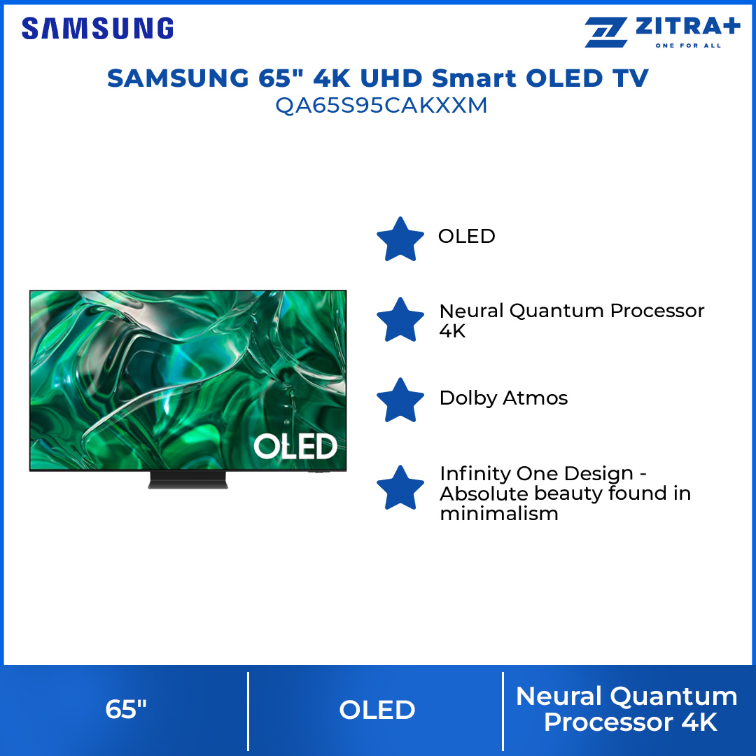 SAMSUNG 65" 4K UHD Smart OLED TV QA65S95CAKXXM | Infinity One Design | Dolby Atmos | Smart Hub | SmartThings | HDR | HDMI | Smart TV with 2 Year Warranty