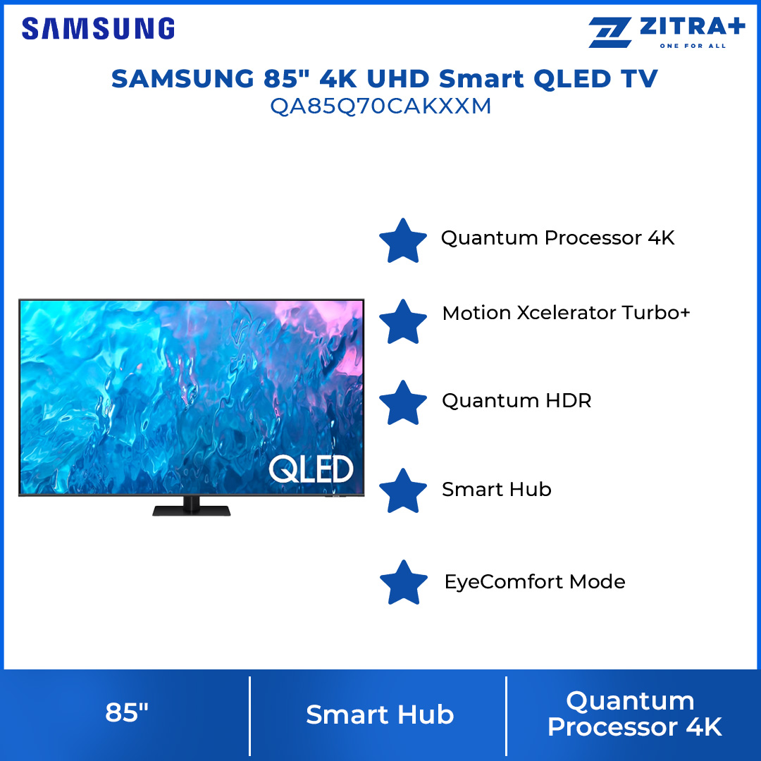 SAMSUNG 85" 4K UHD Smart QLED TV QA85Q70CAKXXM | Tizen™ Smart TV | Web Browser | Smart Hub | SmartThings | HDR | HDMI | Smart TV with 2 Year Warranty