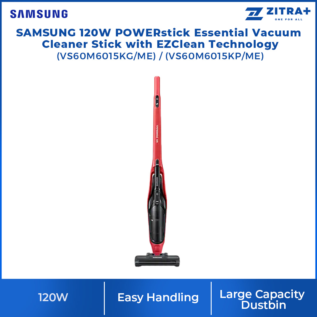 SAMSUNG 120W Vacuum Cleaner Stick VS60M6015KG/ME / VS60M6015KP/ME | POWERstick Essential with EZClean Technology | Vacuum Cleaner with 2 Year Warranty