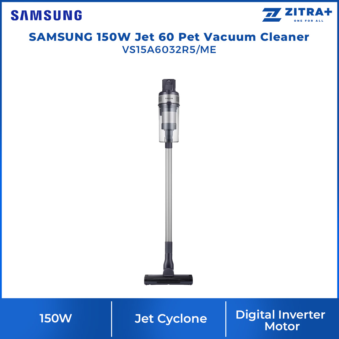 SAMSUNG 150W Jet 60 Pet Cordless Vacuum Cleaner Stick Teal VS15A6032R5/ME | Strong Suction Power | Powerful on Carpet | Flexible Charger | Stick Vacuums with 2 Years Warranty