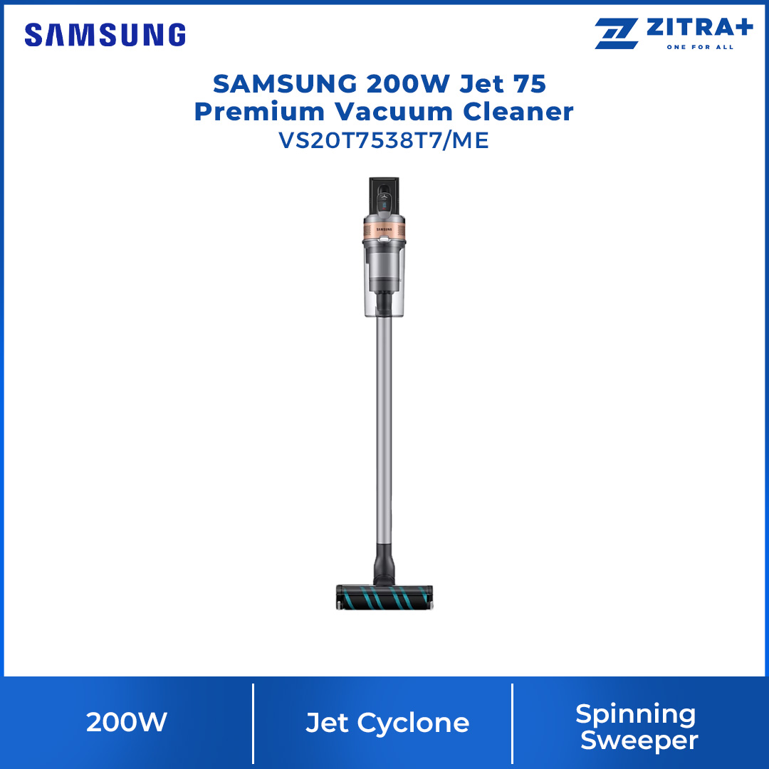 SAMSUNG 200W Jet 75 Premium Cordless Vacuum Cleaner Stick VS20T7538T7/ME | Multi-layered Filtration System | Strong Suction Power | Long-lasting Battery | Stick Vacuums with 2 Years Warranty