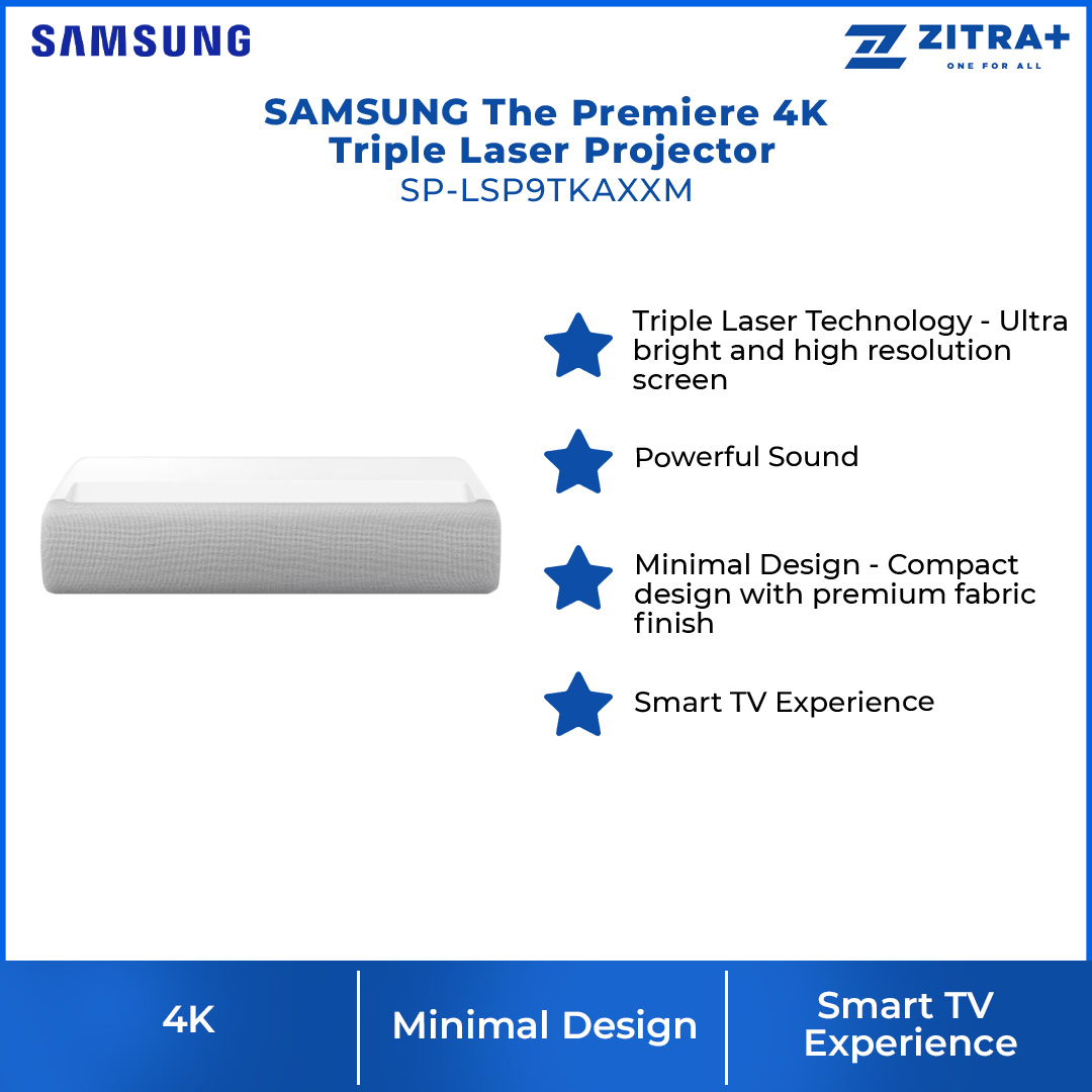 SAMSUNG The Premiere 4K Triple Laser Projector SP-LSP9TKAXXM | Triple Laser Technology | Premium Sound | Ultra Short Throw | Smart TV Experience | Projector with 2 Year Warranty
