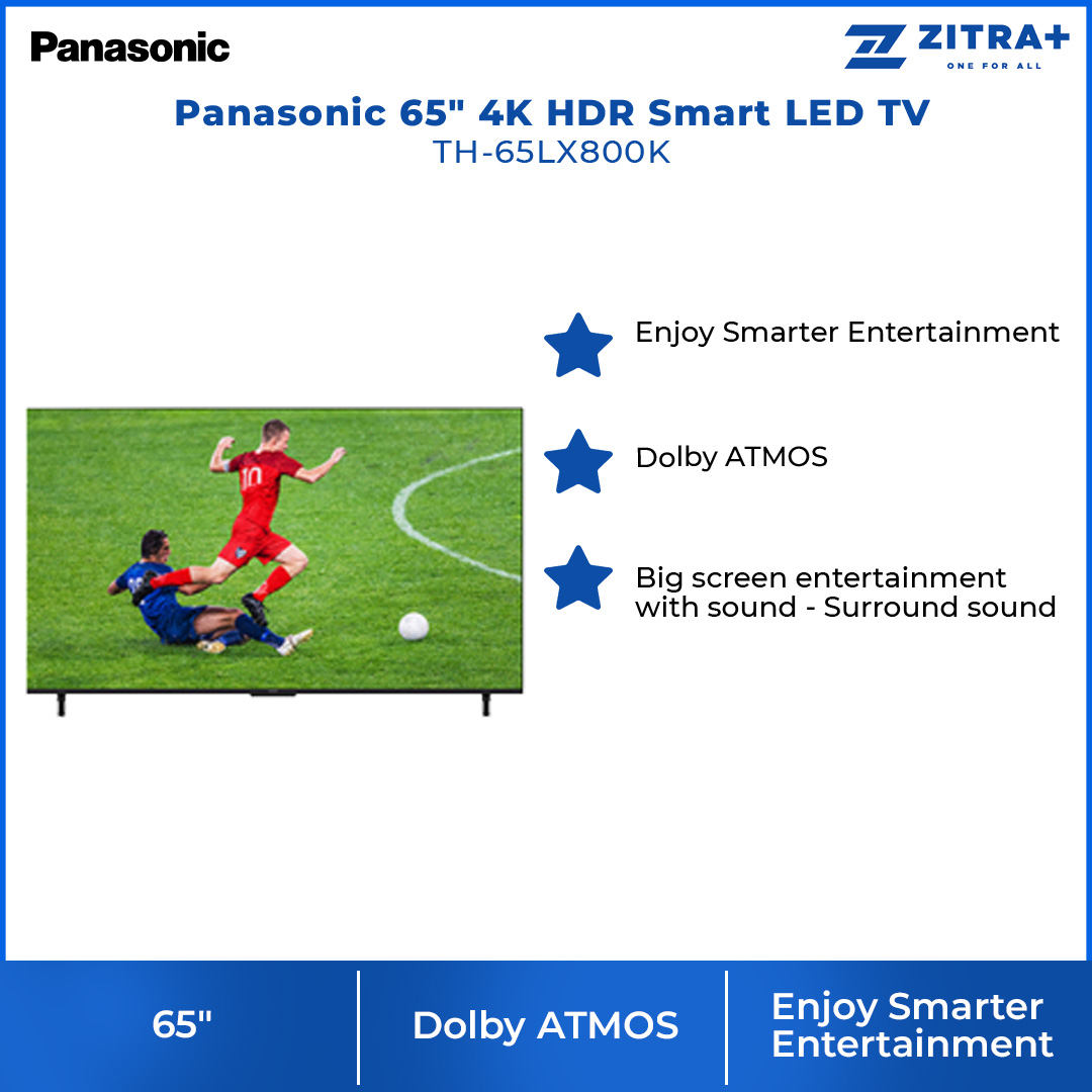 Panasonic 65" 4K HDR Smart LED TV  TH-65LX800K | Dolby ATMOS | Enjoy Smarter Entertainment |  Big screen entertainment with sound - Surround sound | Smart TV with 1 Year Warranty