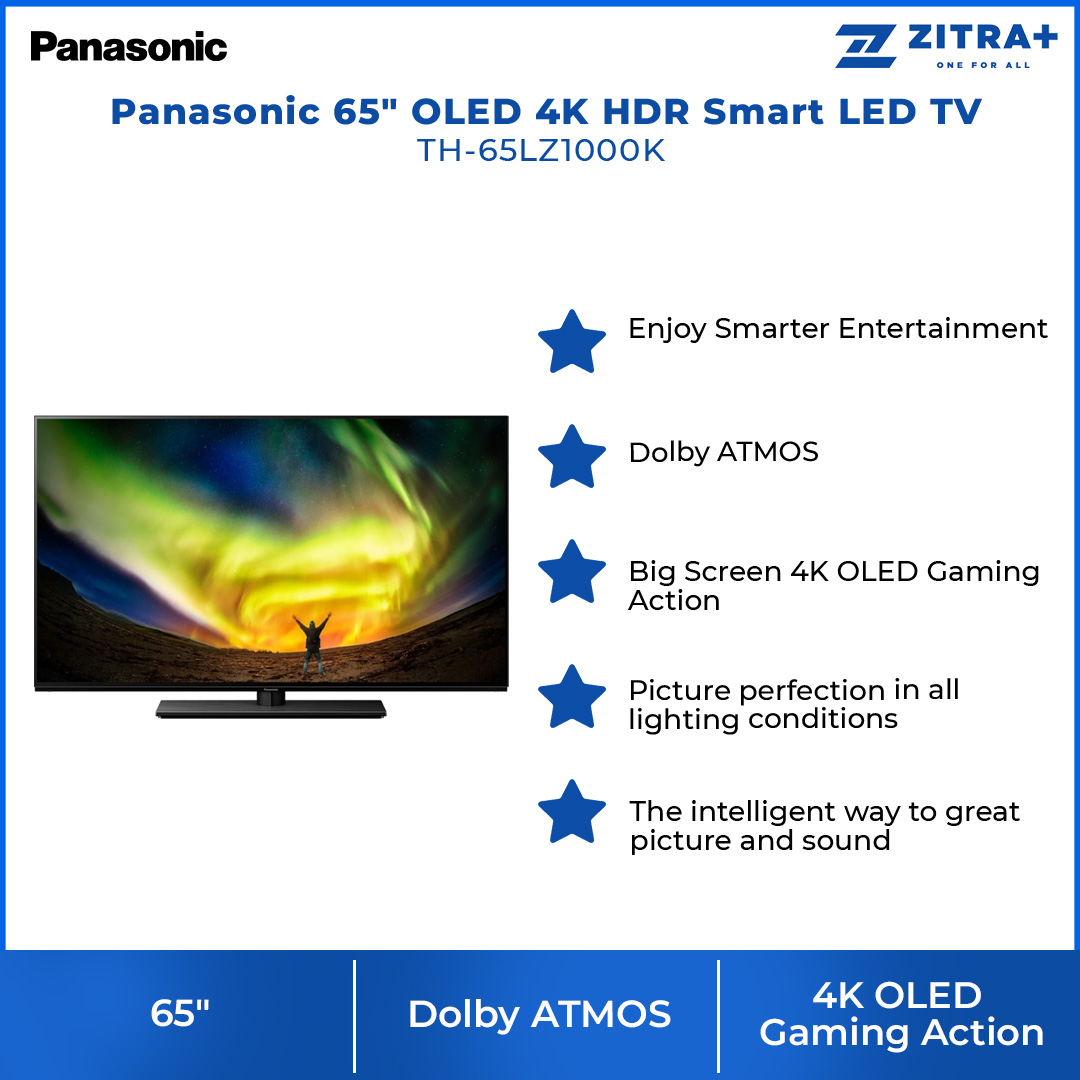 Panasonic 65" OLED 4K HDR Smart LED TV TH-65LZ1000K | Dolby ATMOS | Enjoy Smarter Entertainment | Big Screen 4K OLED Gaming Action |  Picture Perfection in all Lighting Conditions | Smart TV with 1 Year Warranty