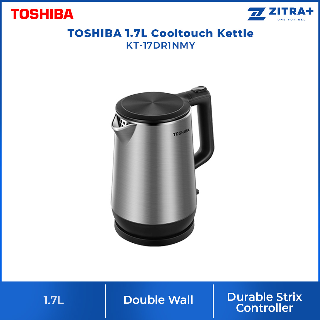 TOSHIBA 1.7L Kettle KT-17DR1NMY | Stainless Steel | CoolTouch | Auto Shut-off Protection | Concealed Heating Element | Kettle with 1 Year Warranty