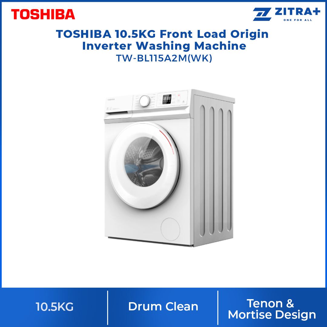 TOSHIBA 10.5KG Front Load Inverter Washing Machine TW-BL115A2M(WK) | The Greatwaves | Ultra Fine Bubble | Steam Wash | Drum Clean | IOT TSmartLife App Control | Washing Machine with 2 Year General Warranty & 2 Year Panel Warranty & 10 Year Motor Warranty