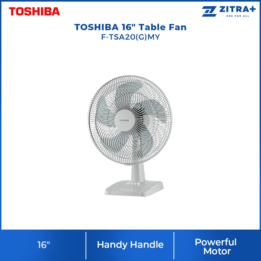 TOSHIBA 16" Table Fan F-TSA20(G)MY | 11m Blowing Distance | 5 Fan Blades Design | Table Fan with 1 Year Warranty