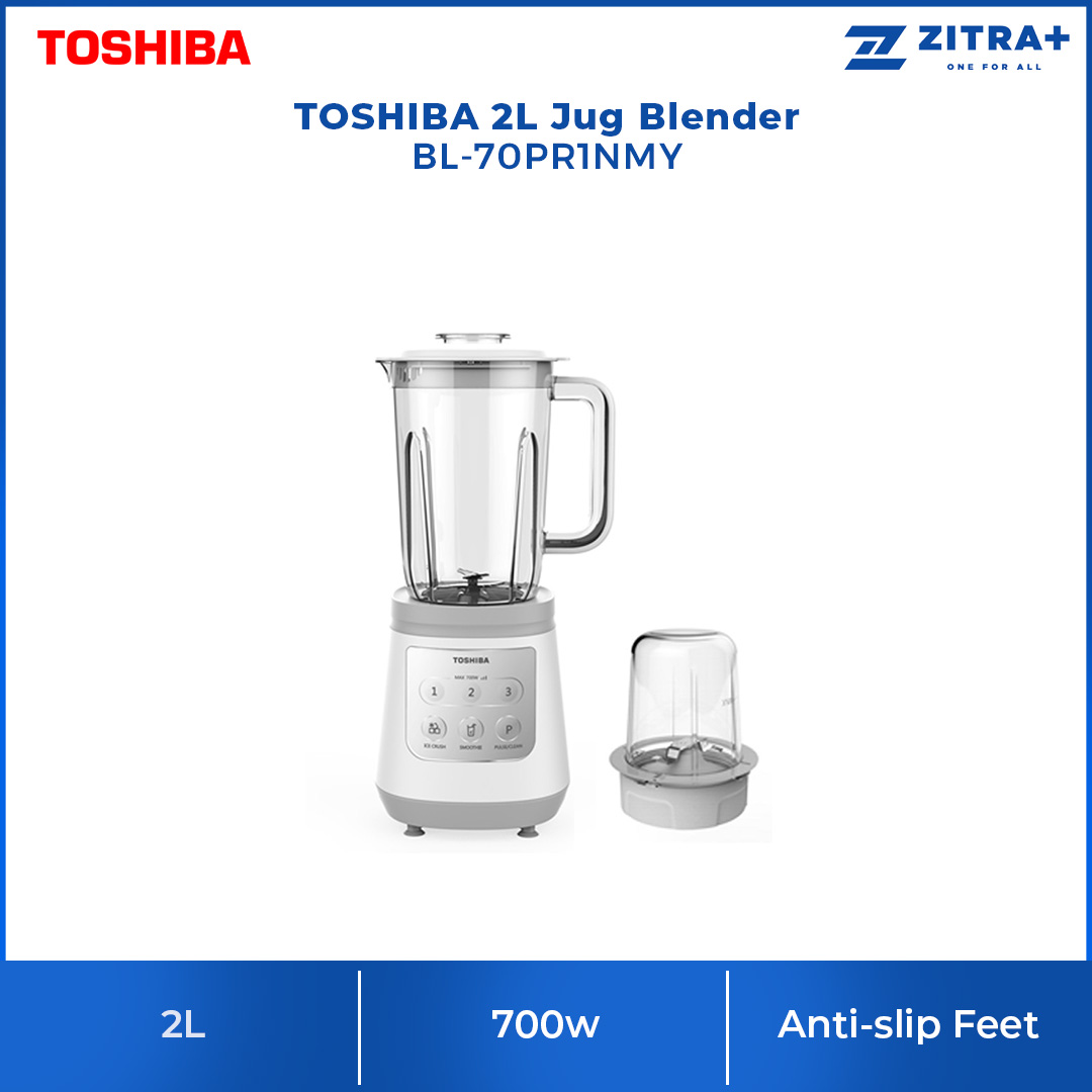 TOSHIBA 2L Jug Blender BL-70PR1NMY | 700W motor | 3 Speed | Ice Crush Function | Jigsaw 6-point Blade | Blender with 1 Year Warranty