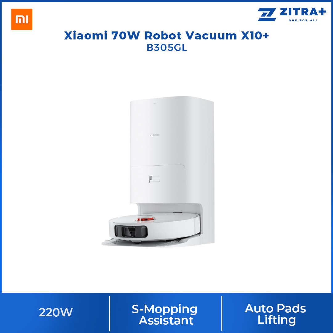 Xiaomi 70W Robot Vacuum X10+ B101GL | Easy To Clean | RGB Camera | Map Management | Xiaomi Home App | S-Mopping Assistant | Auto Pads Lifting | Object Recognition | Laser Navigation | Vacuum with 1 Year Warranty