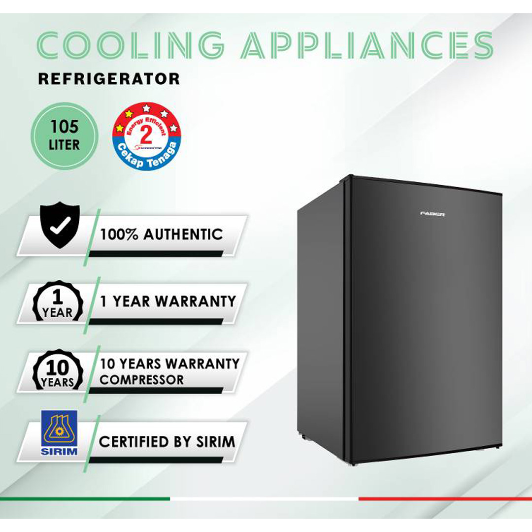 FABER 105L Minibar LUSSO 100BK | 20x Stronger Tempered Glass Tray | Refrigerant R600a | Fridge with 1 Year Warranty & Compressor with 10 Years Warranty