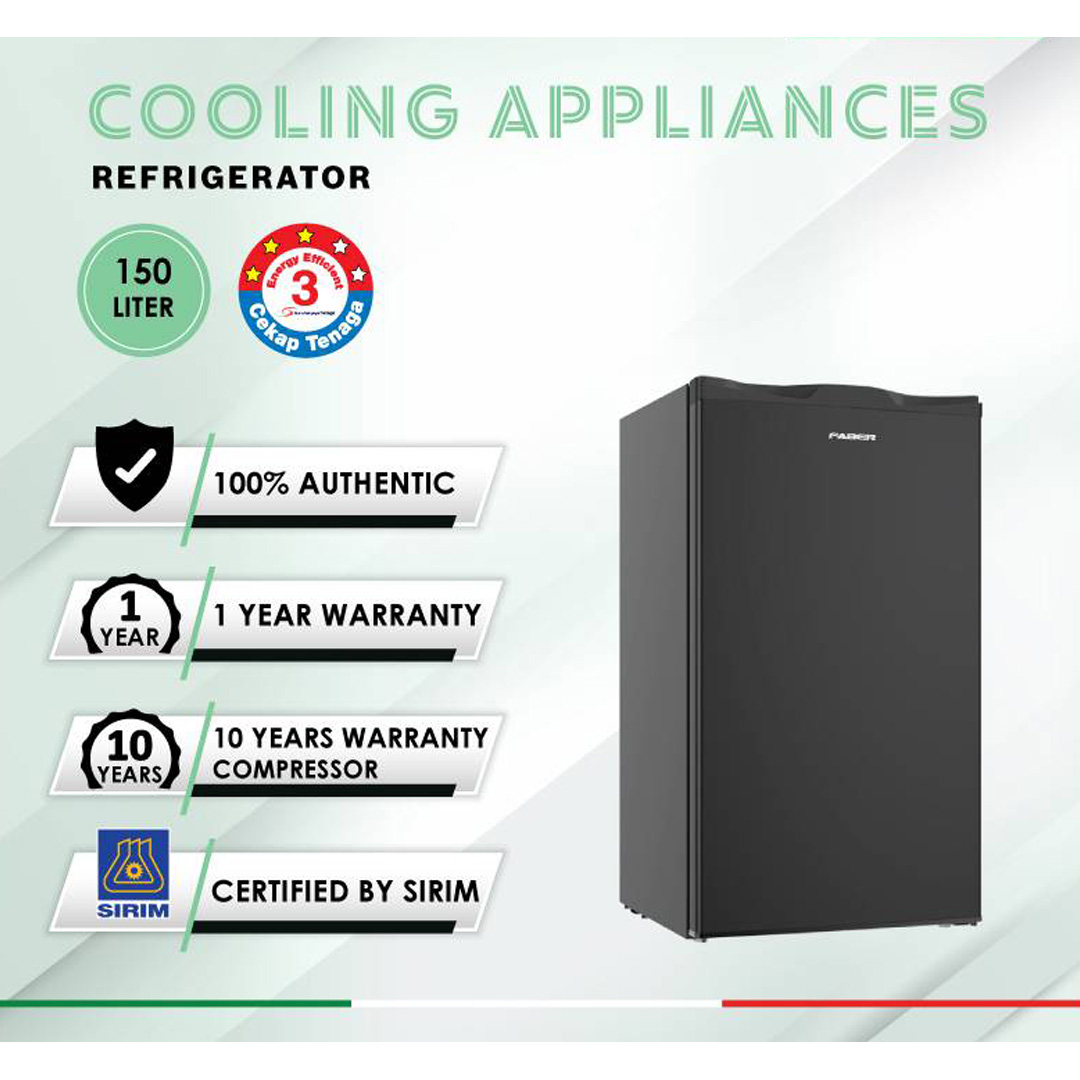 FABER 150L Minibar LUSSO 151BK | 20x Stronger Tempered Glass Tray | Refrigerant R600a | Fridge with 1 Year Warranty & Compressor with 10 Years Warranty