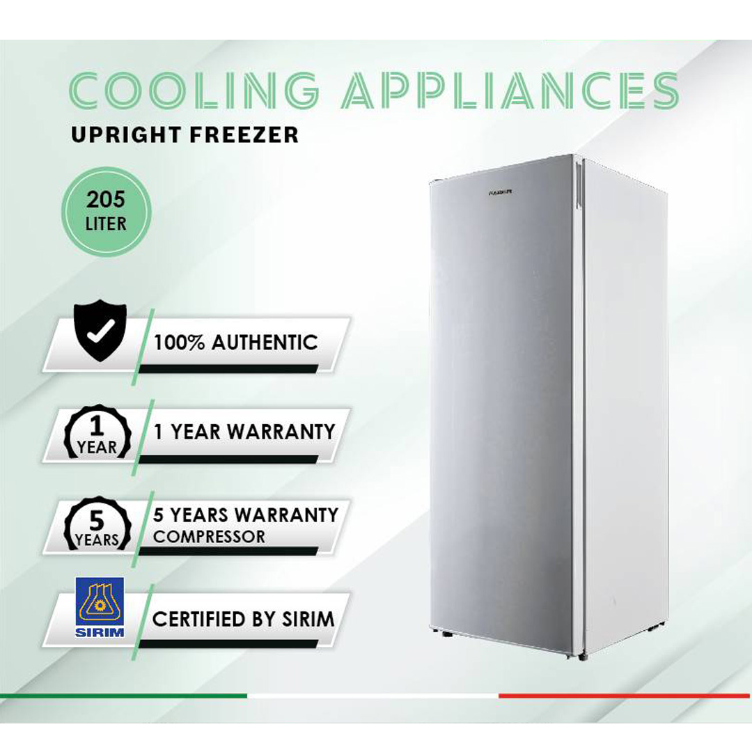 FABER 205L Upright Freezer FREEZOR 205 | 6 Large Removable Clear Tray | Hidden Temperature Control | Temperature -24oC to -18oC | Upright Freezer with 1 Year General Warranty & 5 Years Motor Warranty