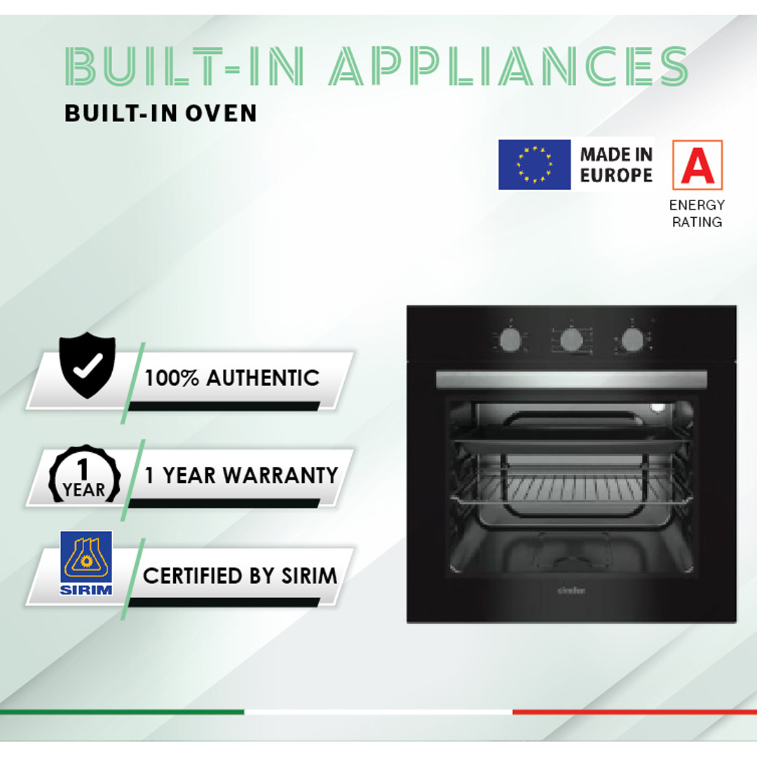 FABER 66L Build-in Oven FBO 661 GL | Fully Imported from EUROPE | 8 Functions Electric Oven | Double Glass Door | Stainless Steel Body | Build In Oven with 1 Year Warranty