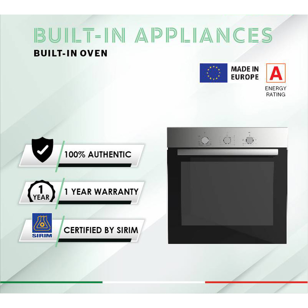 FABER 66L Build-in Oven FBO 660 SS | 8 Functions Electric Oven | Double Glass Door | Stainless Steel Body | Build In Oven with 1 Year Warranty