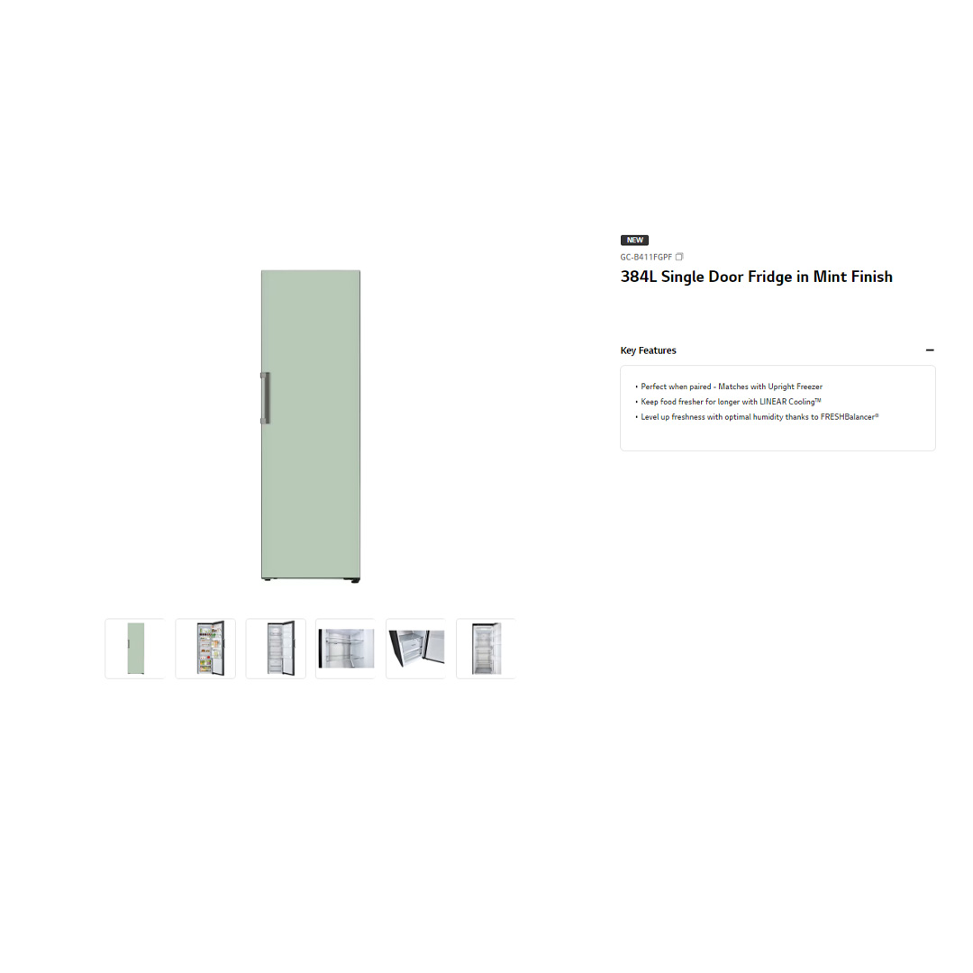 LG 384L Single Door Smart Inverter Refrigerator GC-B411FGPF | Door Cooling+™ | ThinQ (Wi-Fi) | Smart Diagnosis™ | Refrigerator With 1 Year Warranty