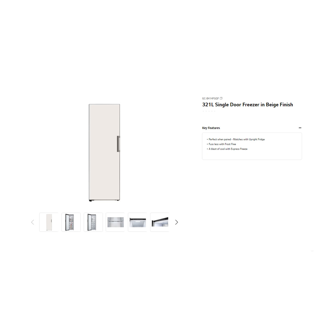 LG 321L Single Door Smart Inverter Refrigerator GC-B414FGQF | Door Cooling+™ | ThinQ (Wi-Fi) | Smart Diagnosis™ | Refrigerator With 1 Year Warranty