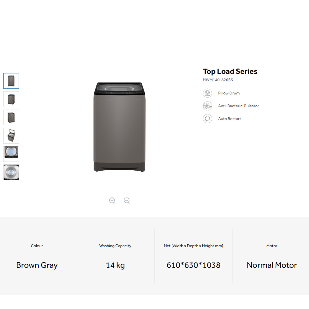 HAIER 14KG Top Load Washing Machines HWM140-826S5 | Hijab Mode | Pillow Drum | Dispenser | Glass Top Lid | ABT Pulsator | Auto Restart | Free Closing Door | Washing Machine with  2 Year Warranty