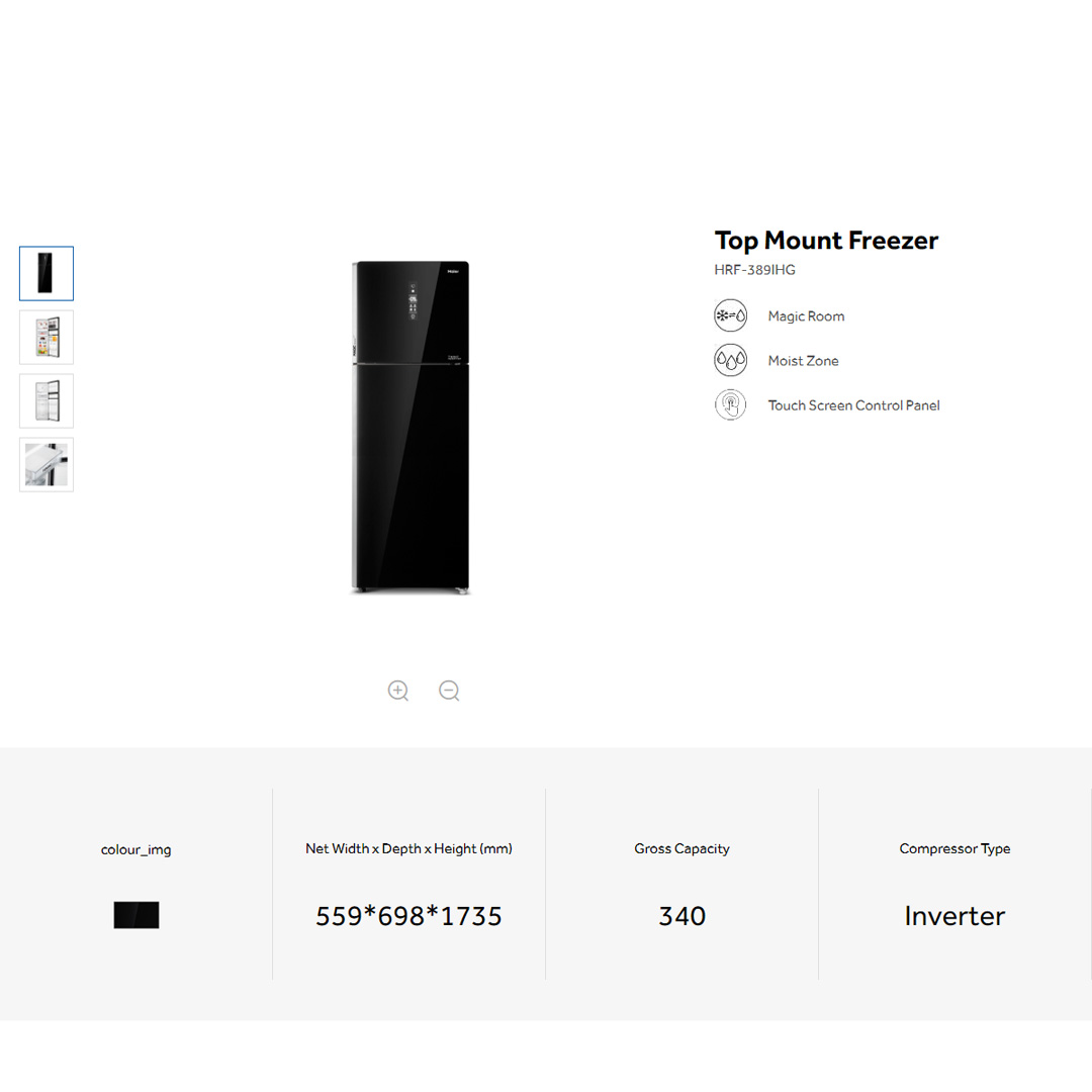 HAIER 340L 2 Doors Top Mount Twin Inverter Refrigerator HRF-389IHG | No Frost | LED Controller | Door Pocket | Ice Maker | Humidity Control | Vegetable Box | Refrigerators with 2 Year Warranty