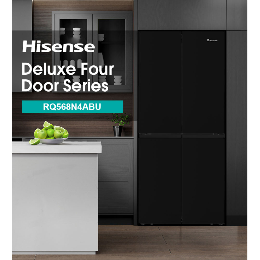 HISENSE 520L Four Doors Inverter Refrigerator RQ568N4ABU | Double Cooling | Metal-Tech Cooling | Led Lighting | Refrigerator with 3 Years Warranty