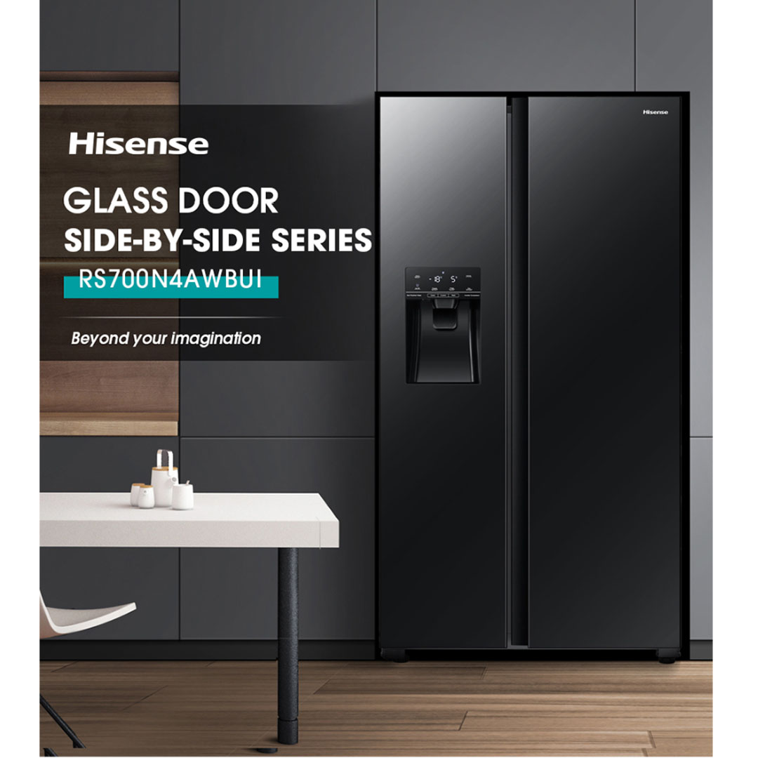 HISENSE 640L Side by Side Inverter Refrigerator  RS700N4AWBUI | Deodorizing Filter | Electronic Touch Control | Led Lighting | Refrigerator with 3 Years Warranty