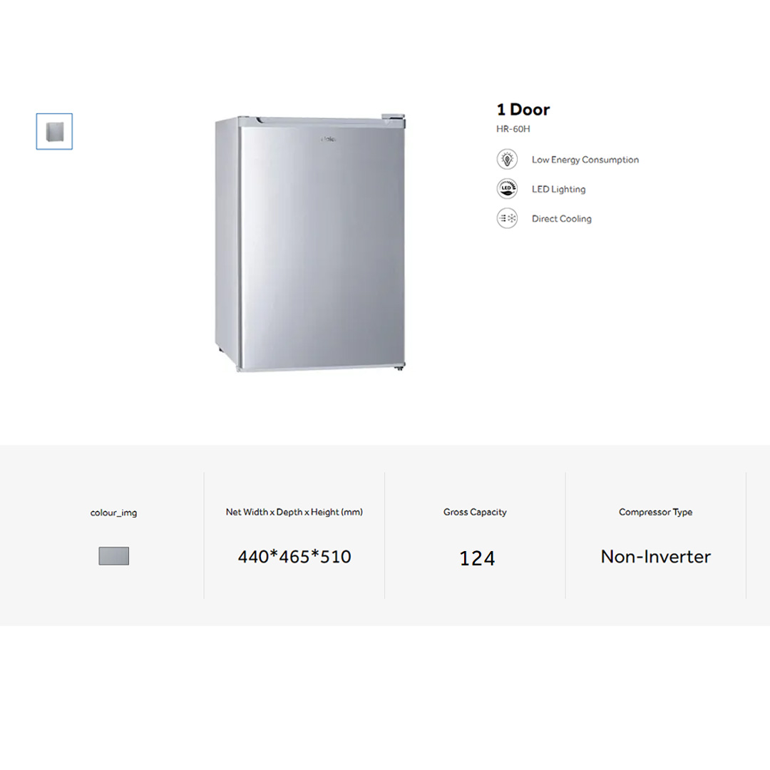 HAIER 124L Minibar HR-135H | Low Energy Consumption | LED Lighting | Direct Cooling | Refrigerator with 2 Year Warranty