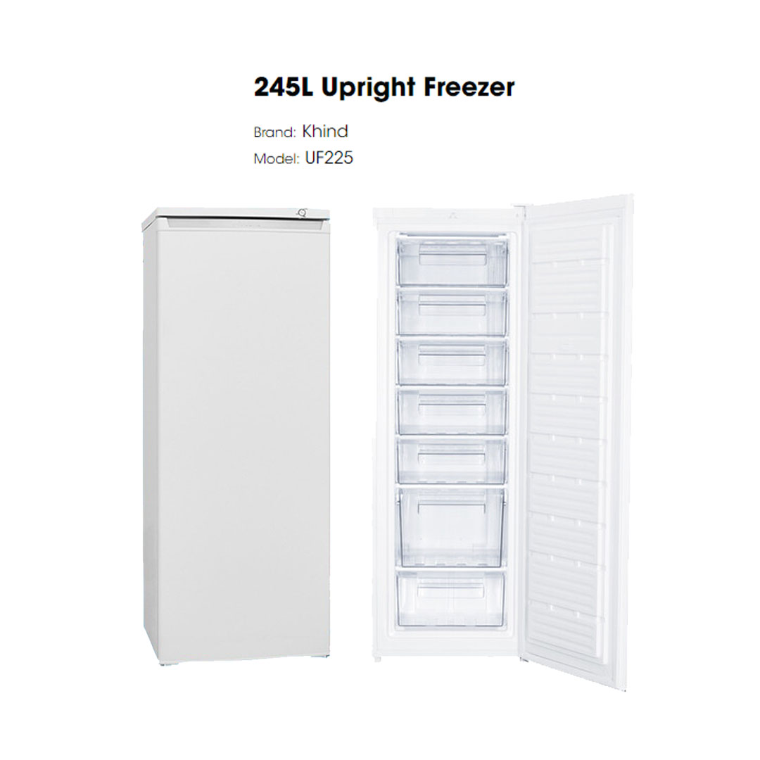 KHIND 245L Chest Freezer UF225 | Adjustable Thermostat | Reversible Door  | Quick Freezing | Freezer with 2 Year Warranty