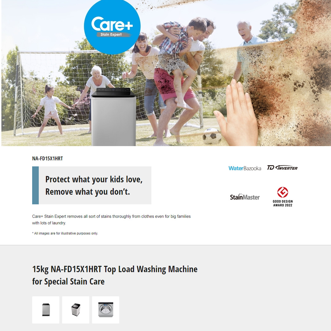 Panasonic 15KG Top Load TD Inverter Washing Machine with BLDC motor  NA-FD15X1HRT | Fine Foam to Lift Stains Easily | Deep Clean for More Hygienic Washing | Powerful Water Blasts Stains Away | Washing Machine with 1 Year Warranty