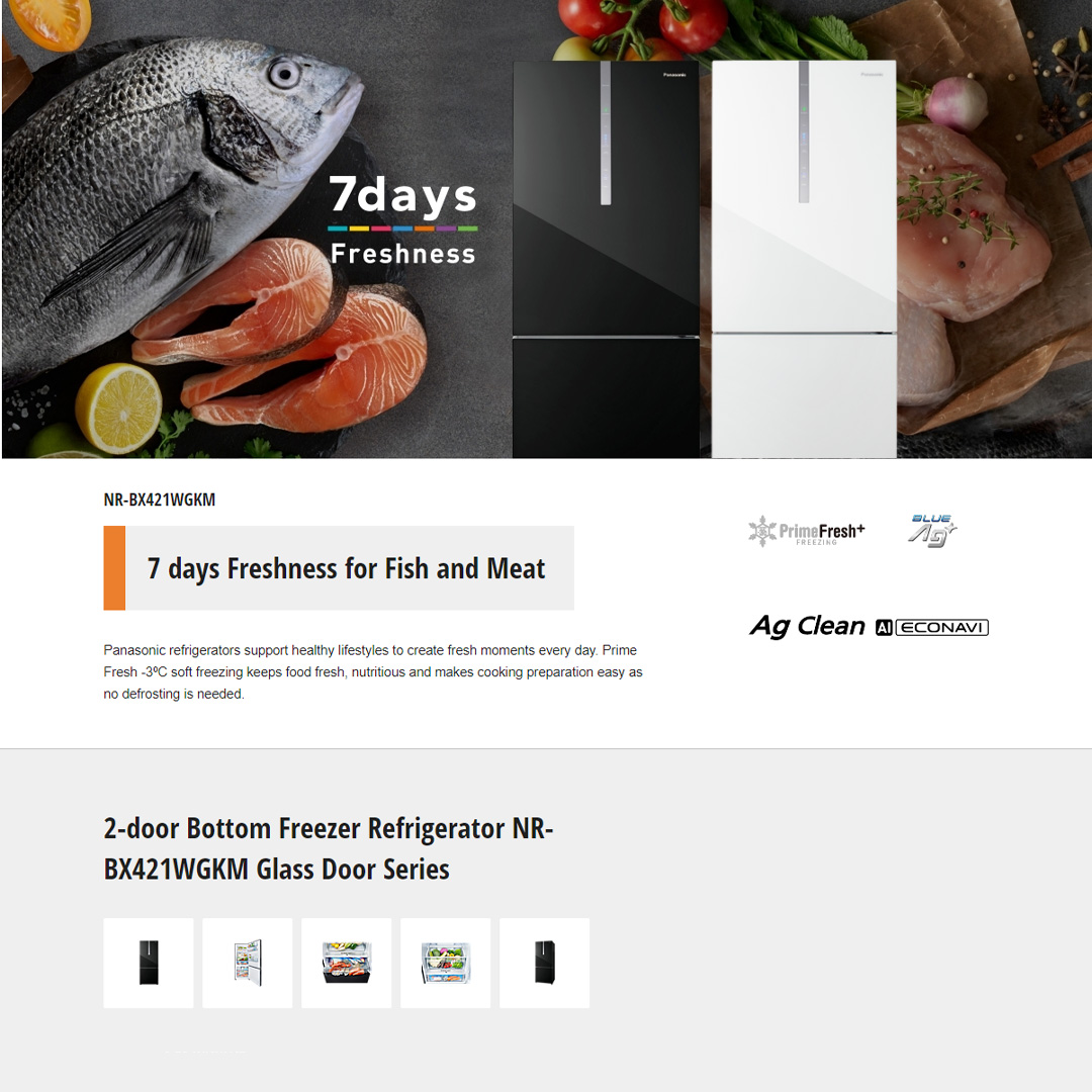 Panasonic 422L 2 Doors Bottom Mount Inverter Refrigerator with AI ECONAVI NR-BX421WGKM | Moisture Retained for Vegetable Storage | Anti-bacterial Effect | Cook Healthy Meals Every Day with Prime Fresh | Refrigerator With 1 Year Warranty