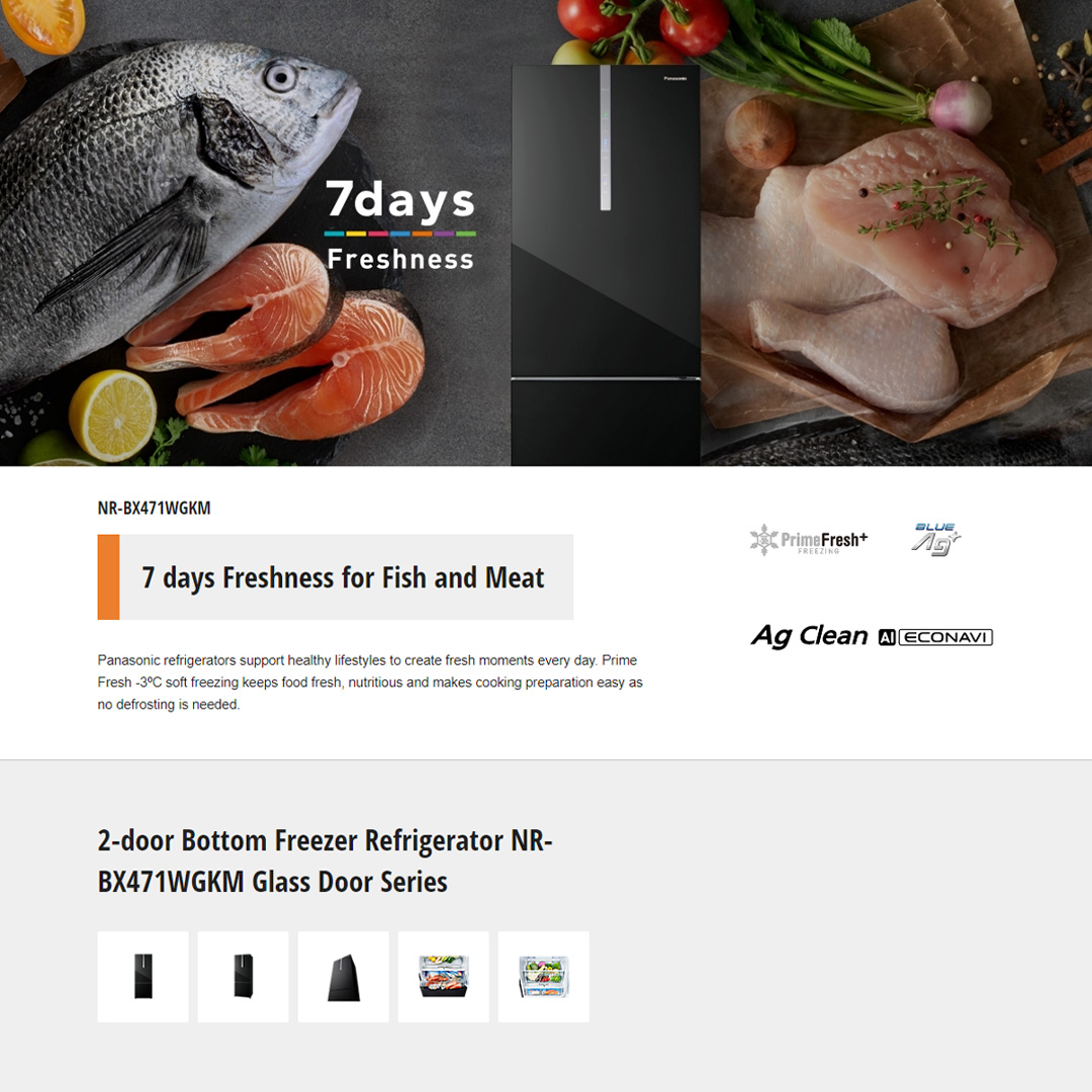 Panasonic 465L 2 Doors Bottom Mount Inverter Refrigerator with AI ECONAVI NR-BX471WGK | Faster Soft Freezing Keeps Food Fresh with Prime Fresh | Anti-bacterial Effect | Moisture Retained for Vegetable Storage | Refrigerator With 1 Year Warranty