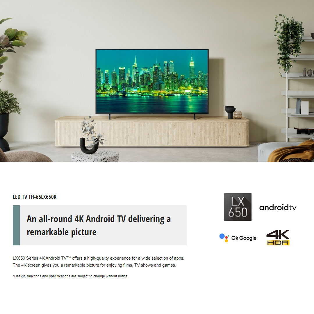Panasonic 65" 4K UHD Android LED TV TH-65LX650K | Google Assistant | Chromecast built-in | HDR Bright Panel | 4K Studio Colour Engine | Hexa Chroma Drive | Bluetooth | Android TV with 2 Year Warranty